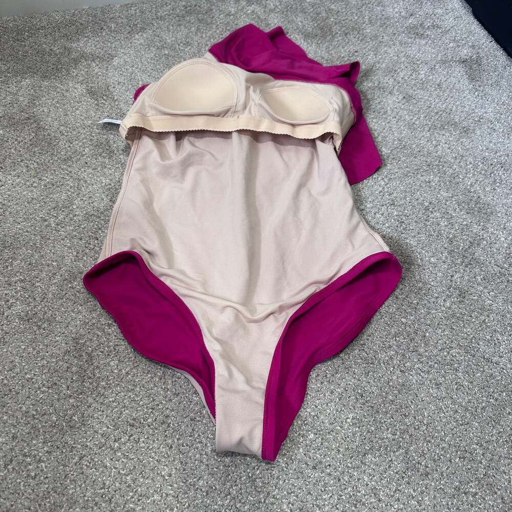 Kona Sol Ruffle One Shoulder Full Coverage One Piece Swimsuit, Med - Picture 7 of 8